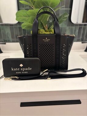 Kate Spade Black Kipp Handbag with Adjustable Strap and Kate Spade Wallet